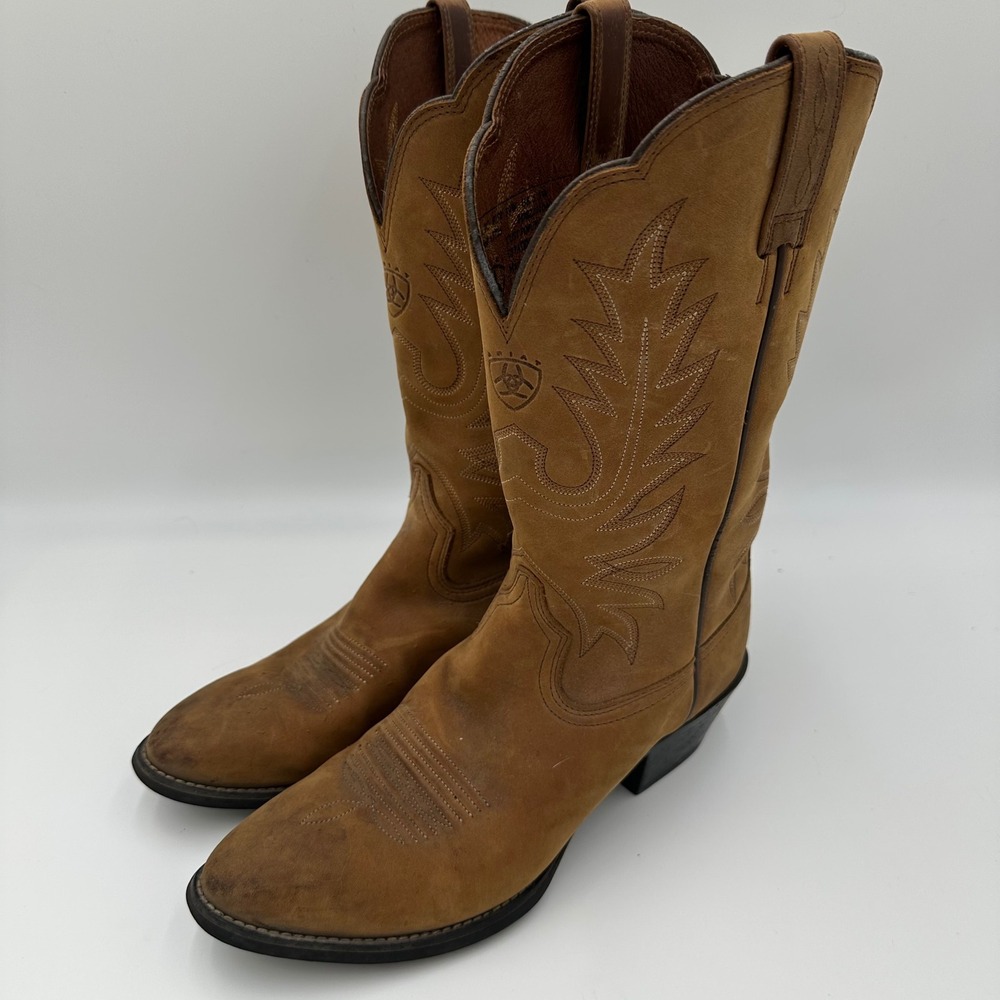 Ariat Heritage Western R-Toe Boot 8C Wide Distressed Brown Leather 15735